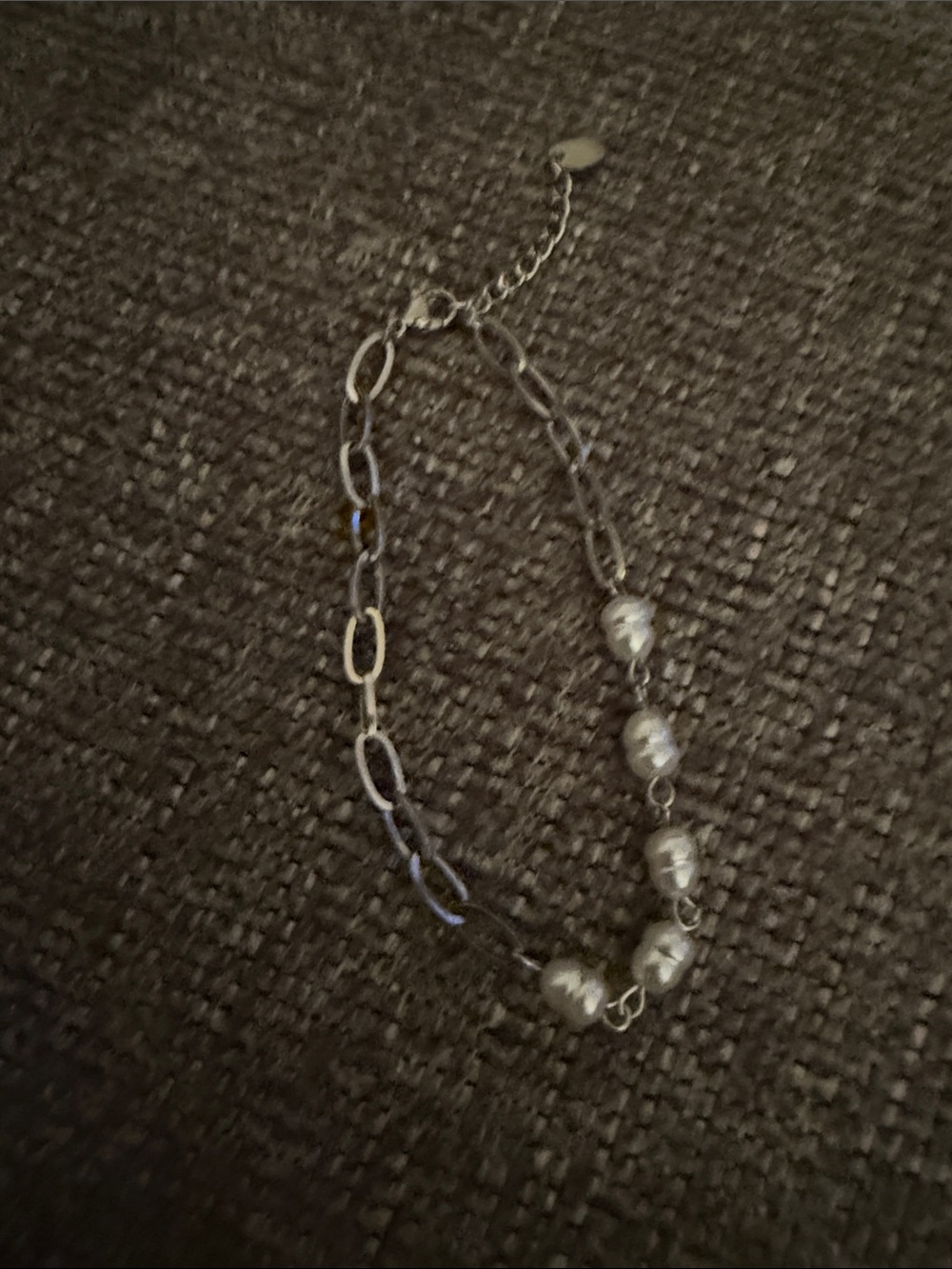 Silver Link Bracelet with Bead Accents - Silver